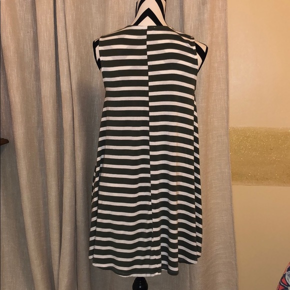 Adorable Olive Green Striped Summer/Spring Dress - Picture 3 of 5